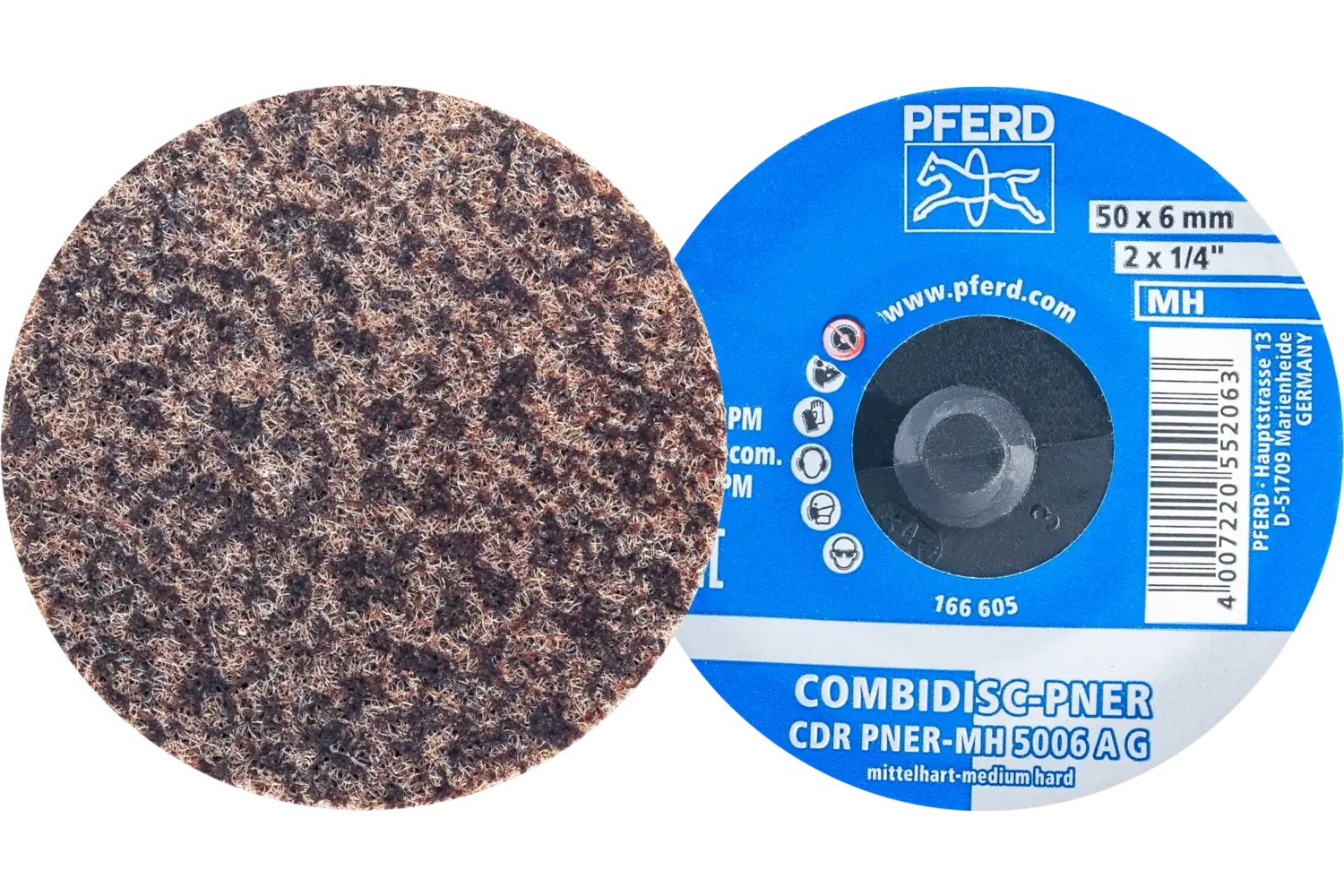 Picture of Pferd CombiDisc® Unitized Disc, 2" Dia, Type CDR, Coarse, Medium-Hard, 6AC, Aluminum oxide